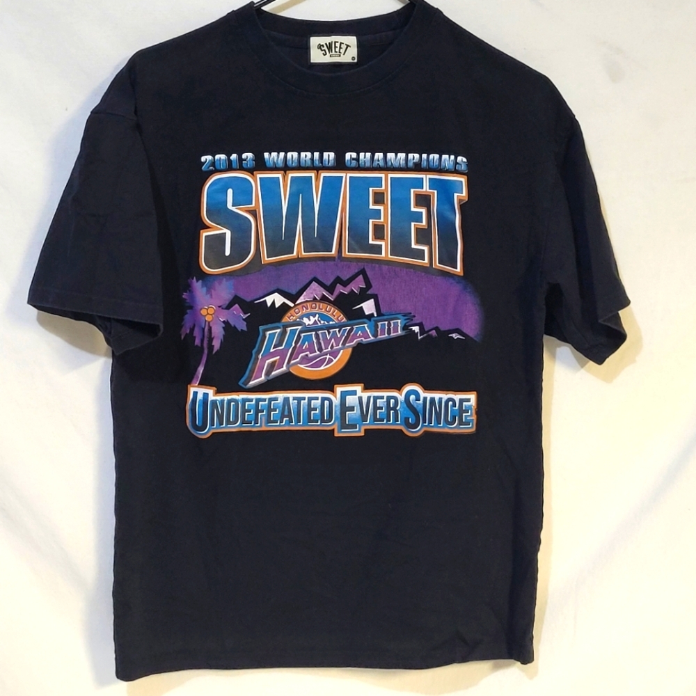 Sweet Enemy Black Graphic Tee with Hawaii Print